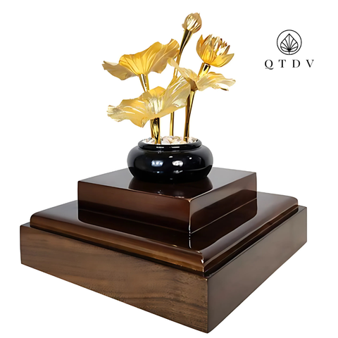 Chậu Sen 5 Cành Dát Vàng 24k