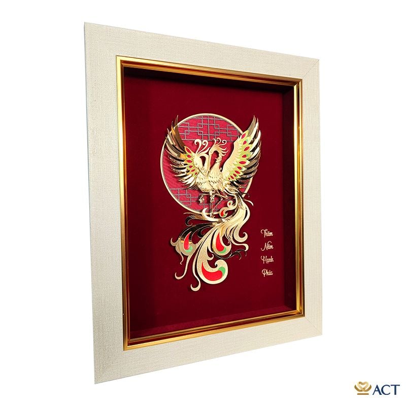 Tranh Đôi Chim Công dát vàng 24k