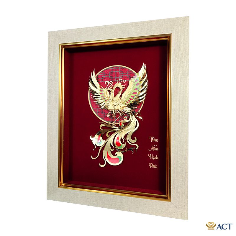 Tranh Đôi Chim Công dát vàng 24k