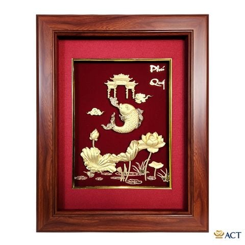 Tranh Cá Chép Vượt Vũ Môn dát vàng 24k (Mẫu 3)