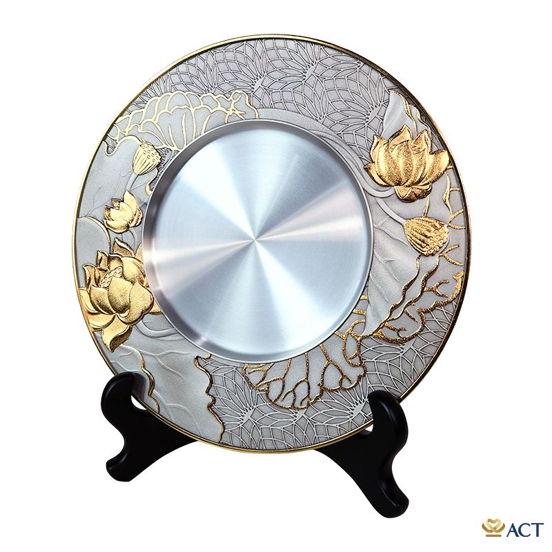 Đĩa Pewter Hoa Sen mạ vàng 24k
