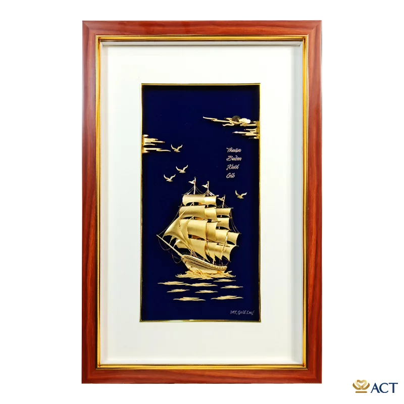 Tranh Thuyền dát vàng 24k ACT GOLD ISO 9001:2015 (Mẫu 45)