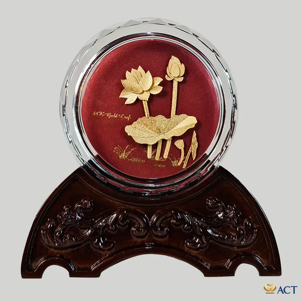 Chặn Giấy Hoa Sen Pha Lê Dát vàng 24k