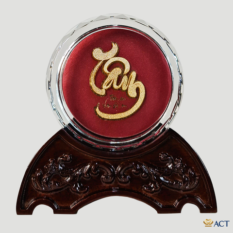 Chặn Giấy Chữ Tâm Pha Lê Vàng Lá 24k