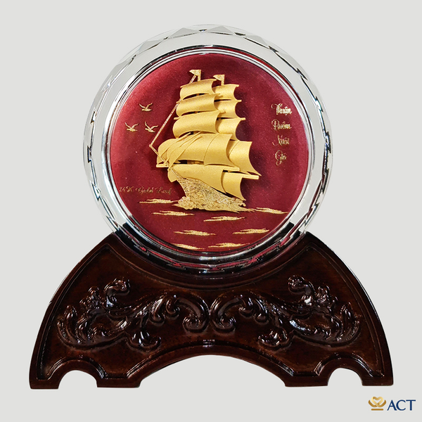Chặn Giấy Thuyền Pha Lê Vàng Lá 24k