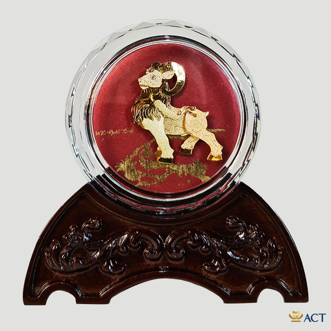 Chặn Giấy Dê Tài Lộc Pha Lê Vàng Lá 24k