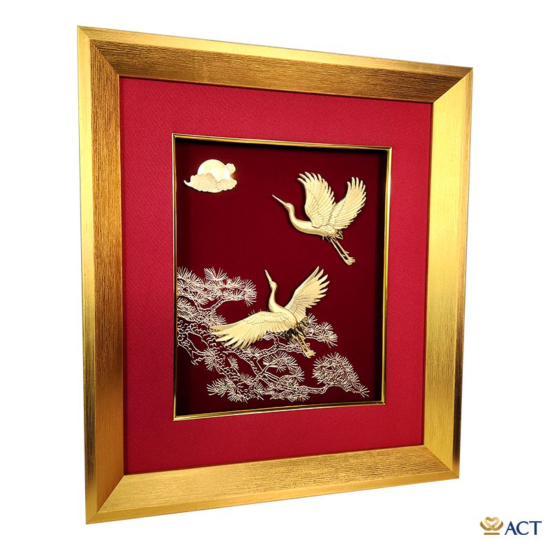 Tranh Tùng Hạc dát vàng 24k