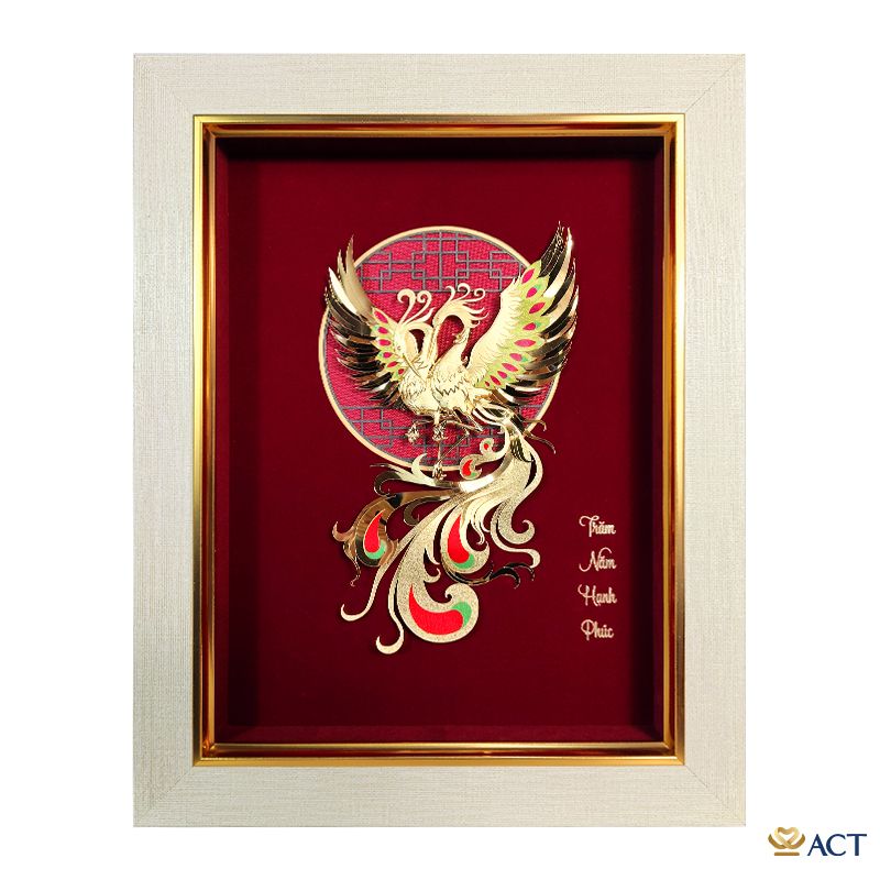 Tranh Đôi Chim Công dát vàng 24k