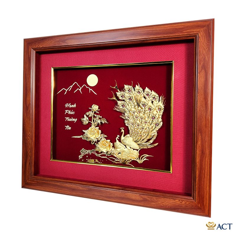 Tranh Đôi Chim Công dát vàng 24k (mẫu 18)