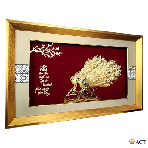 Tranh Đôi Chim Công dát vàng 24k