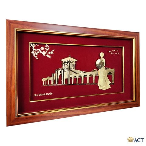Tranh Chợ Bến Thành dát vàng 24k ACT GOLD ISO 9001:2015 (mẫu 1)