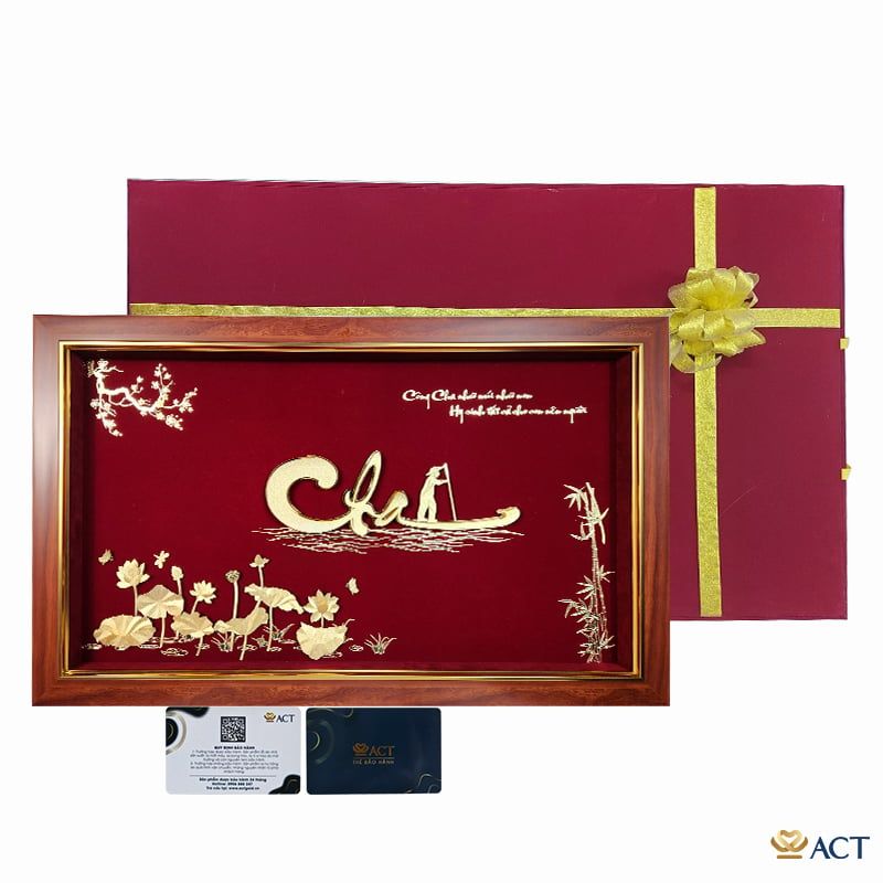 Quà tặng Tranh Chữ Cha dát vàng 24k ACT GOLD ISO 9001:2015