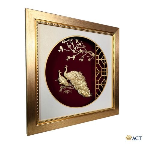 Tranh Đôi Chim Công dát vàng 24k
