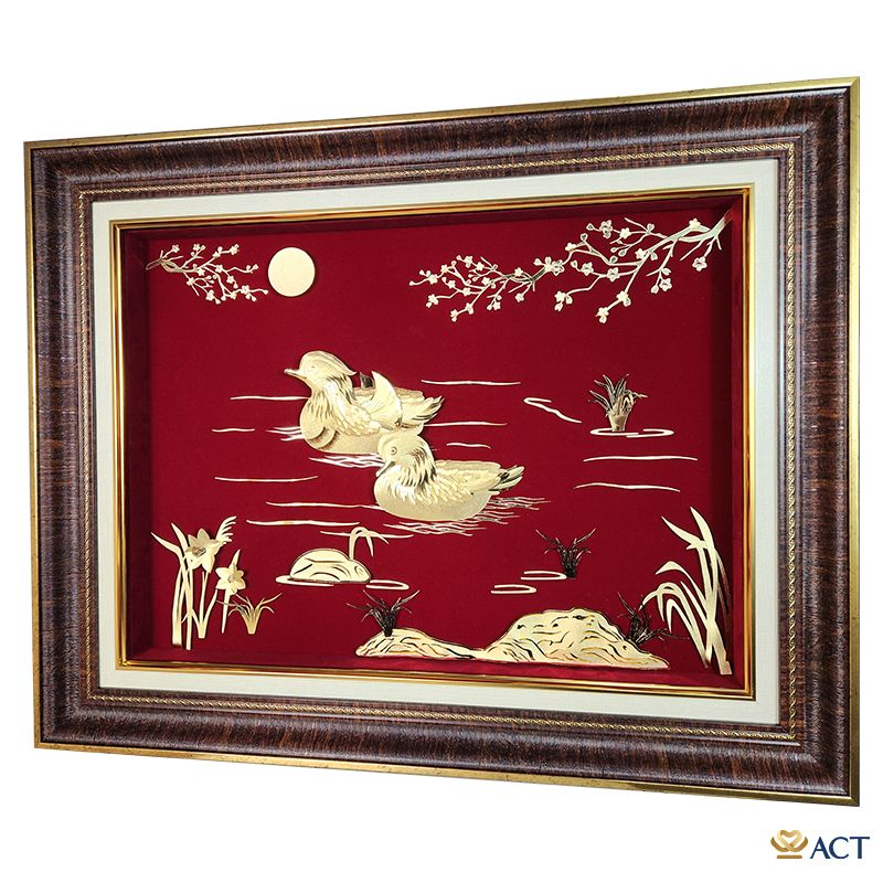 Tranh Đôi Vịt Uyên Ương dát vàng 24k