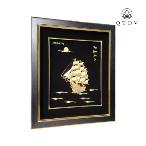 Tranh thuyền dát vàng 24k
