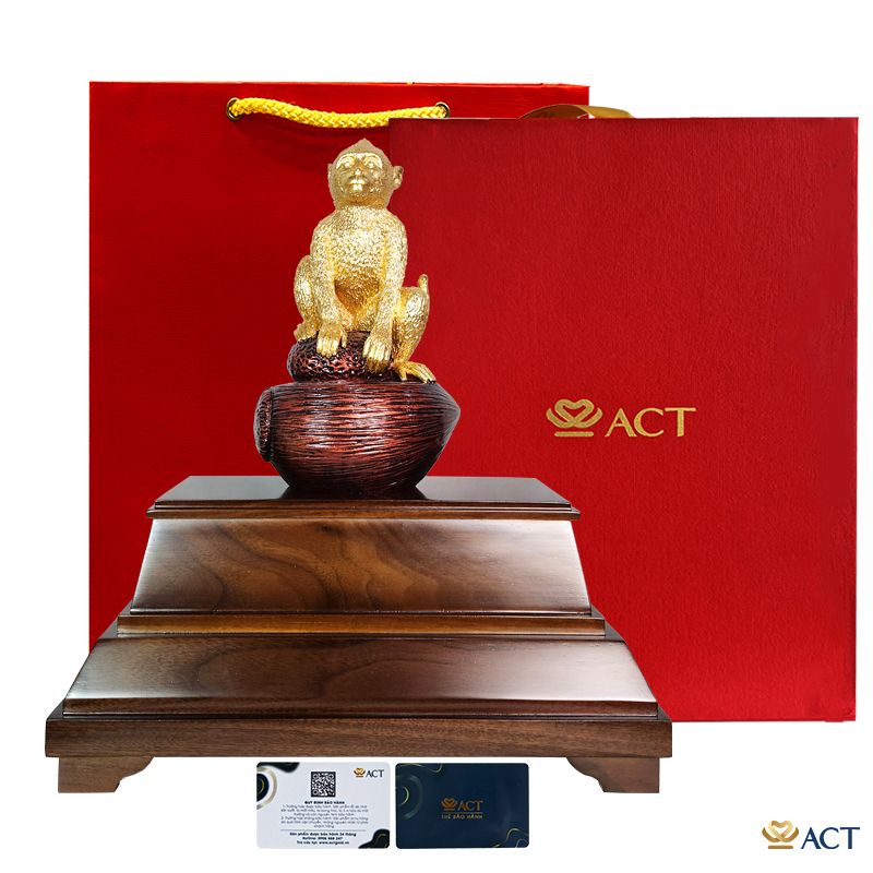 Quà tặng Tượng Khỉ dát vàng 24k ACT GOLD ISO 9001:2015