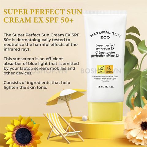 Kem Chống Nắng Chống Bụi Mịn Ánh Sáng Xanh THE FACE SHOP Natural Sun Eco Super Perfect Sun Cream Ex Spf50+ Pa++++