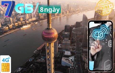 Sim 4G Trung Quốc - 8 Ngày : Tổng 7GB