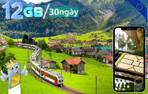 Sim 4G Châu Âu - 30 Ngày : Tổng 12GB