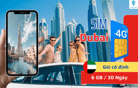 Sim 4G Dubai - Gói cố định: 6GB / 30 Ngày