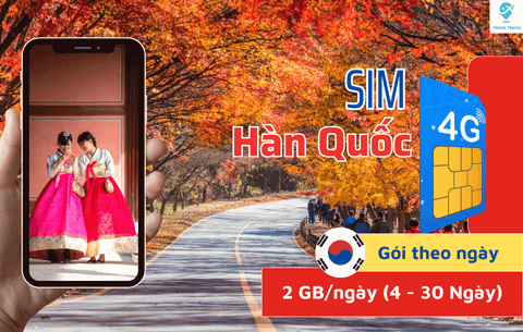 Sim 4G Hàn Quốc - Gói theo ngày: 2 GB/ngày