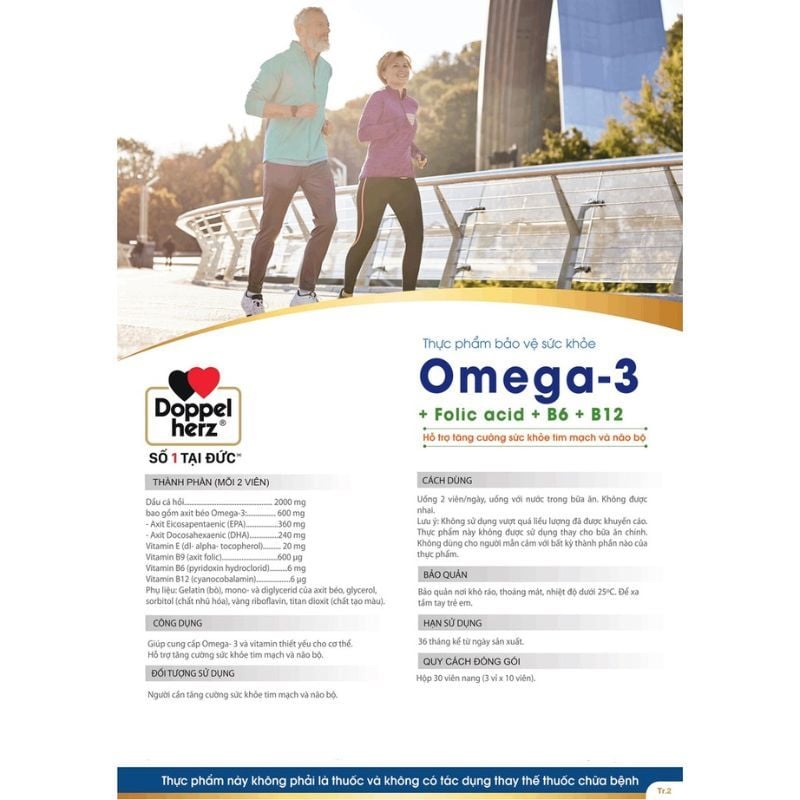 Viên dầu cá Aktiv Omega 3 Doppelherz bổ sung vitamin, tăng cường thị lực (30 viên)