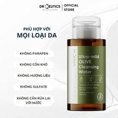 Nước tẩy trang DrCeutics Ultra-mild Olive Cleansing Water Dịu Nhẹ, Làm Sạch Sâu Từ Tinh Chất Ô Liu, chai 310 ml
