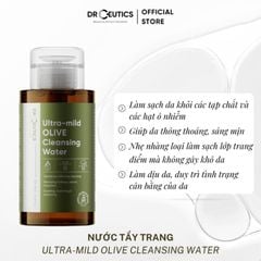Nước tẩy trang DrCeutics Ultra-mild Olive Cleansing Water Dịu Nhẹ, Làm Sạch Sâu Từ Tinh Chất Ô Liu, chai 310 ml