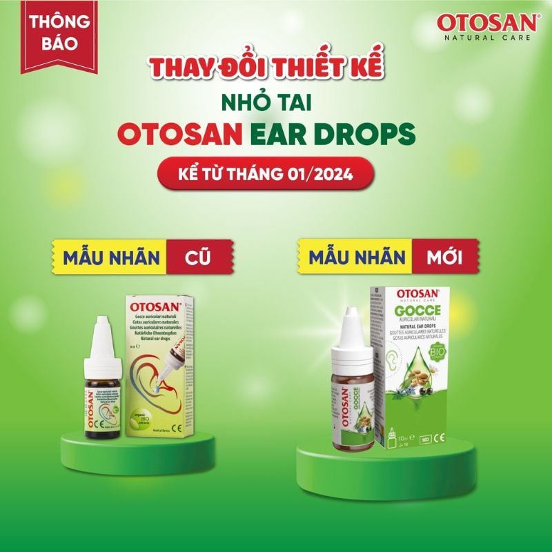 Dung dịch nhỏ tai Otosan Ear Drops giúp kháng khuẩn, chống viêm và giảm đau tai, lọ 10ml