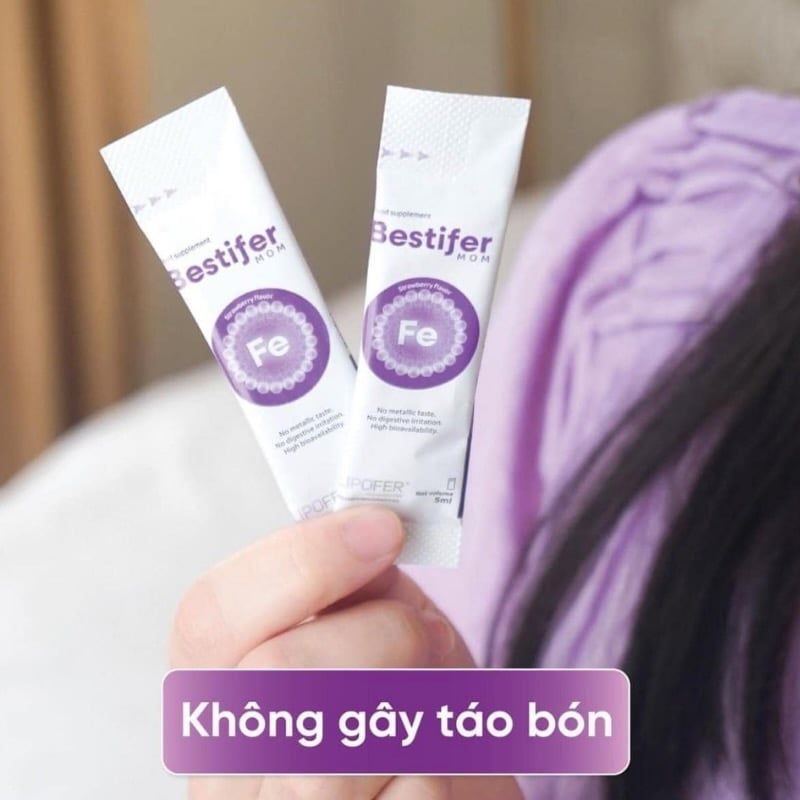 Sắt nước hướng đích Bestifer Mom cho mẹ bầu và sau sinh, giảm thiếu máu do thiếu sắt, hộp 24 gói