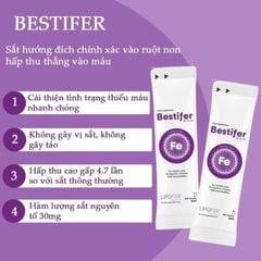 Sắt nước hướng đích Bestifer Mom cho mẹ bầu và sau sinh, giảm thiếu máu do thiếu sắt, hộp 24 gói