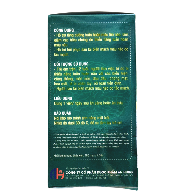 Viên uống Ginkgo Gold Max An Hưng giúp cải thiện trí nhớ, tăng tuần hoàn não, hộp 30 viên