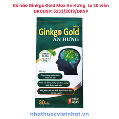 Viên uống Ginkgo Gold Max An Hưng giúp cải thiện trí nhớ, tăng tuần hoàn não, hộp 30 viên