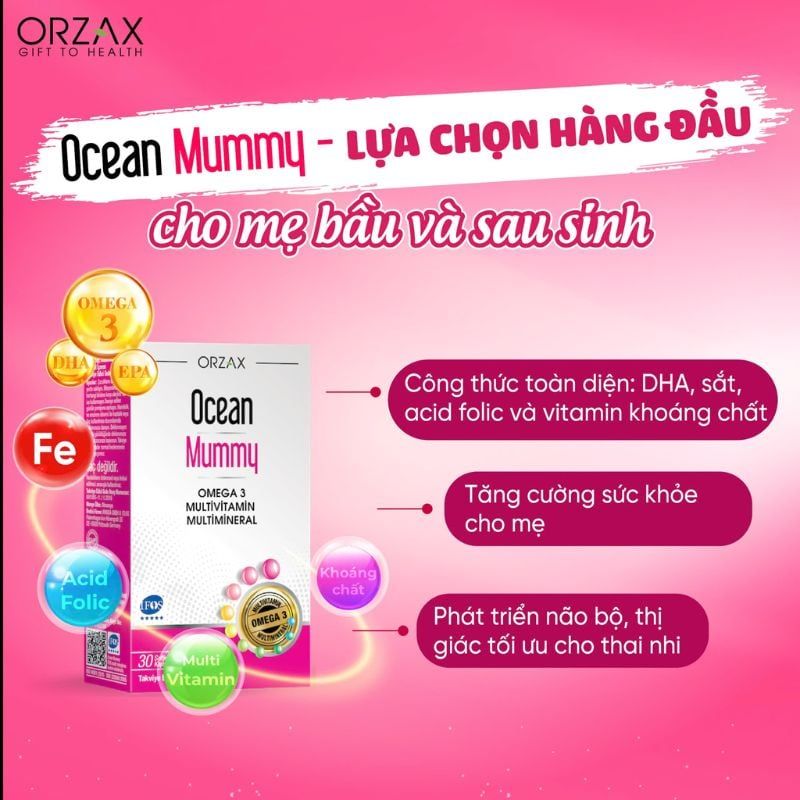Ocean Mummy - Bổ Sung Omega 3 Và Vitamin Thiết Yếu Cho Mẹ Bầu, Hộp 30 Viên