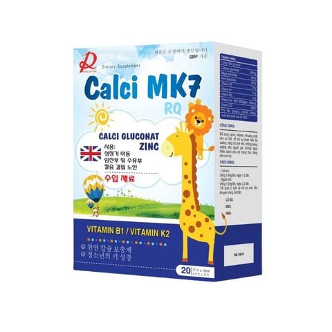 Calci MK7 RQ - Bổ sung Canxi hữu cơ, kết hợp vitamin D3K2 cho trẻ từ 2 tuổi, Hộp 20 ống