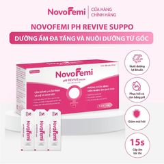 Viên đặt Novofemi pH revive suppo, giúp giảm ngứa, khử mùi và phòng ngừa viêm nhiễm phụ khoa (Hộp 2 vỉ x 7 viên)