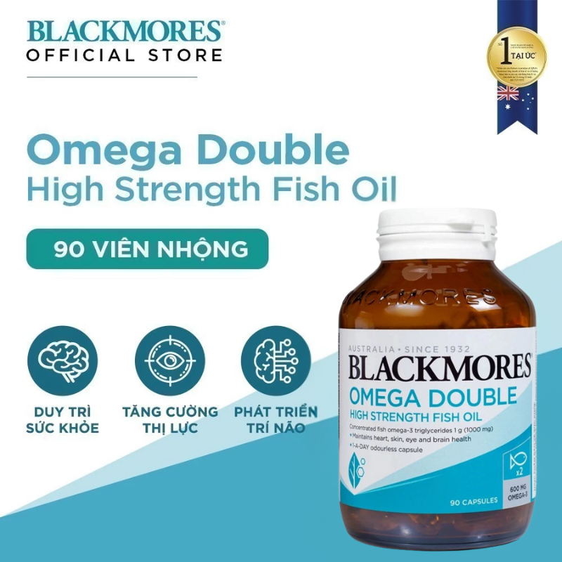 Dầu cá Blackmores Omega Double High Strength Fish Oi - Hỗ Trợ Tăng Cường Chức Năng Não Bộ và Thị Lực Hiệu Quả