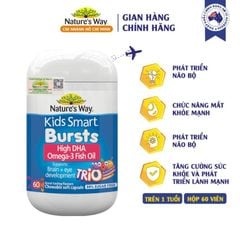 Kids Smart Bursts High DHA Trio - Kẹo Dẻo Bổ Sung DHA và EPA Cho Trẻ Phát Triển Trí Não và Thị Lực, Hộp 60 Viên