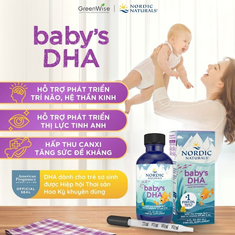 Nordic Naturals Baby's DHA Chính Hãng - Bổ Sung DHA, Hỗ Trợ Phát Triển Não Bộ Cho Trẻ Từ 0 Tháng Tuổi