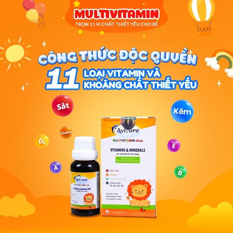 Avisure Multivitamin Drop - Giải pháp Giúp Bé Ăn Ngon, Tăng Cường Đề Kháng Từ 6 Tháng Tuổi