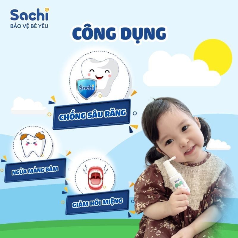 Xịt chống sâu răng Sachi 1+ - Bí quyết cho răng chắc khỏe, an toàn cho bé từ 1 tuổi