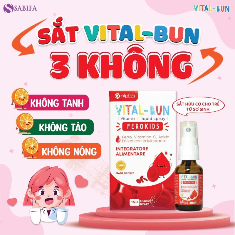 Sắt Vital-Bun Ferokids Chính Hãng Italia - Giải Pháp Tối Ưu Phòng Ngừa Thiếu Máu Do Thiếu Sắt Cho Trẻ Từ 0 Tháng Tuổi