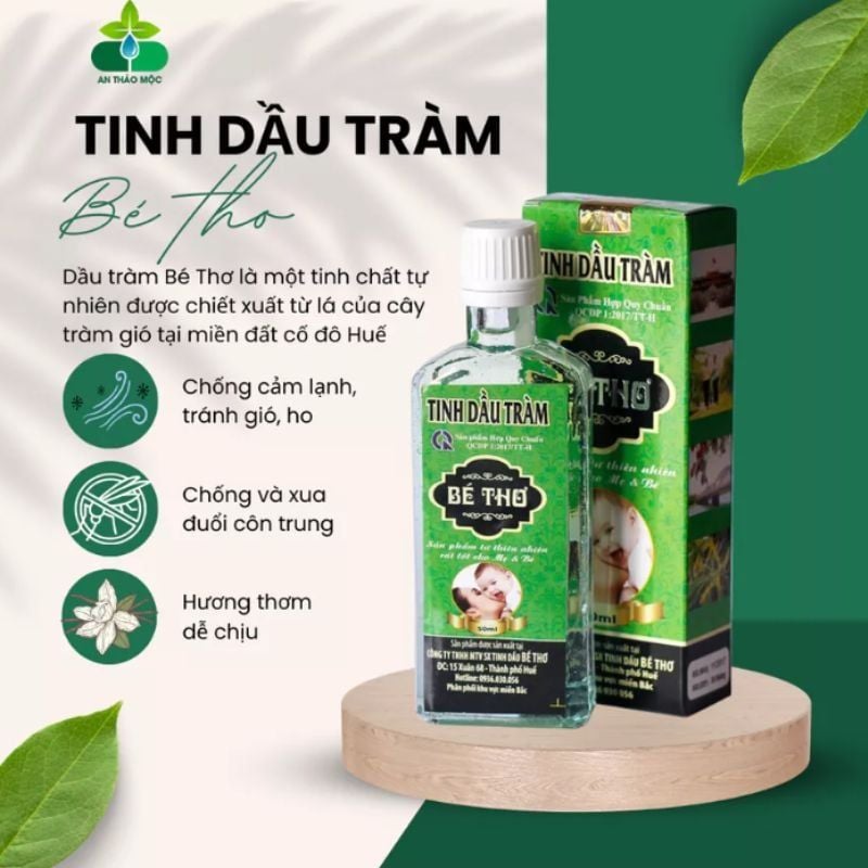 Tinh dầu tràm Bé Thơ - Bảo vệ bé yêu khỏi cảm lạnh, sổ mũi với tinh dầu tràm tự nhiên, chai 50ml