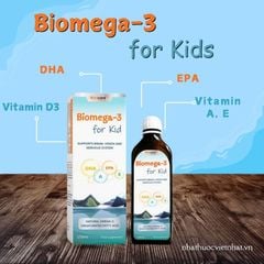 Siro Biomega-3 for Kids - Bổ sung Omega 3, hỗ trợ phát triển trí não, tăng cường thị lực cho trẻ từ 6 tháng tuổi, chai 150ml