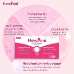 Viên đặt Novofemi pH revive suppo, giúp giảm ngứa, khử mùi và phòng ngừa viêm nhiễm phụ khoa (Hộp 2 vỉ x 7 viên)