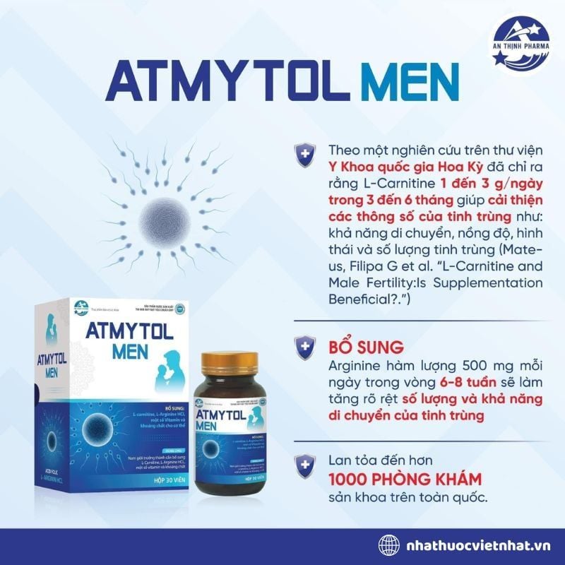 ATMYTOL MEN Chính Hãng - Hỗ Trợ Cải Thiện Chất Lượng Tinh Trùng Cho Nam Giới