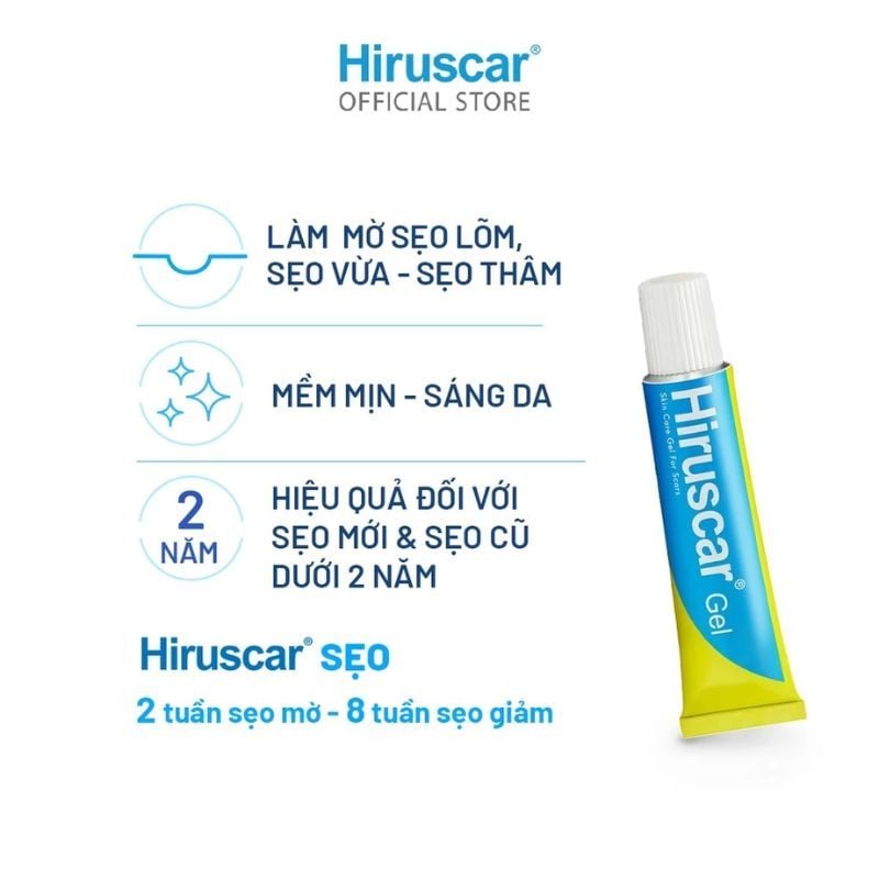 Hiruscar Gel - Giải pháp hiệu quả cho sẹo lõm, sẹo lồi và sẹo thâm (Tuýp 5g)