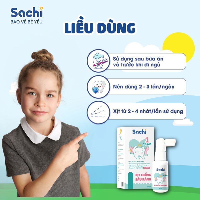 Xịt chống sâu răng Sachi 1+ - Bí quyết cho răng chắc khỏe, an toàn cho bé từ 1 tuổi
