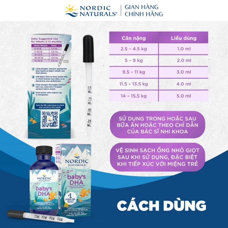 Nordic Naturals Baby's DHA Chính Hãng - Bổ Sung DHA, Hỗ Trợ Phát Triển Não Bộ Cho Trẻ Từ 0 Tháng Tuổi
