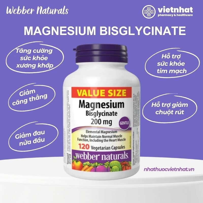 Magnesium Bisglycinate Webber Naturals, Hỗ Trợ Giảm Căng Thẳng Và Cải Thiện Giấc Ngủ